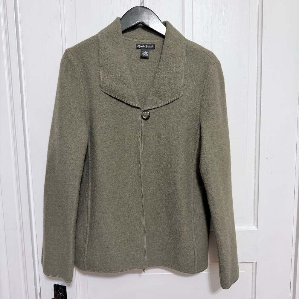 Alexandra Bartlett Vintage 100% Wool Green Collared Jacket Size M